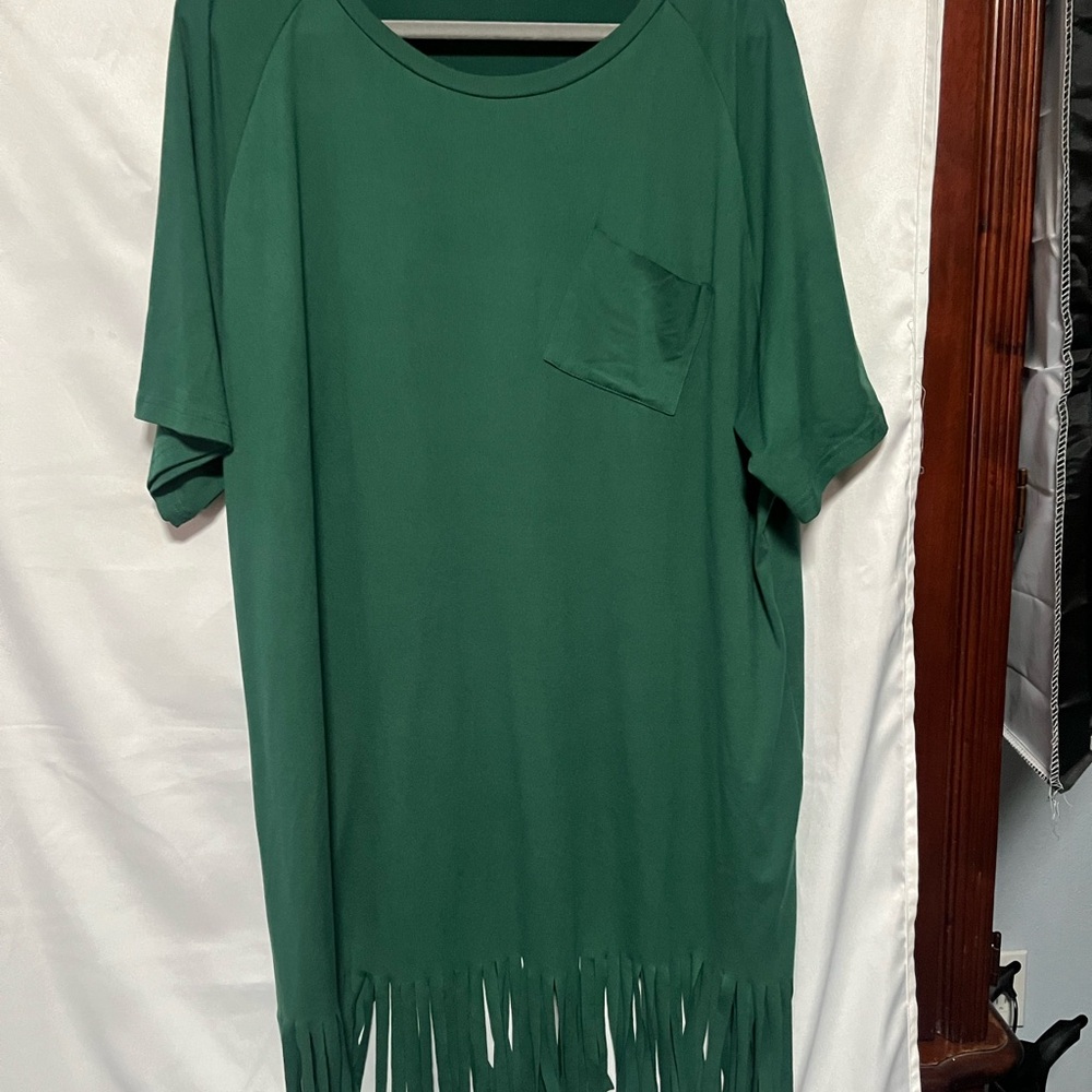 Super cute for Fall🍂🍃🍁 Green Fringe Dress from SHEIN